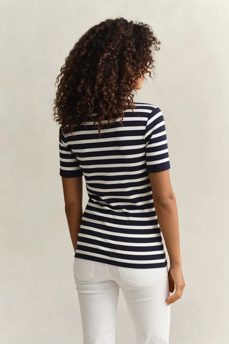 Gant  Striped Ribbed Short SleeveT-Shirt for Women | Best Price UAE